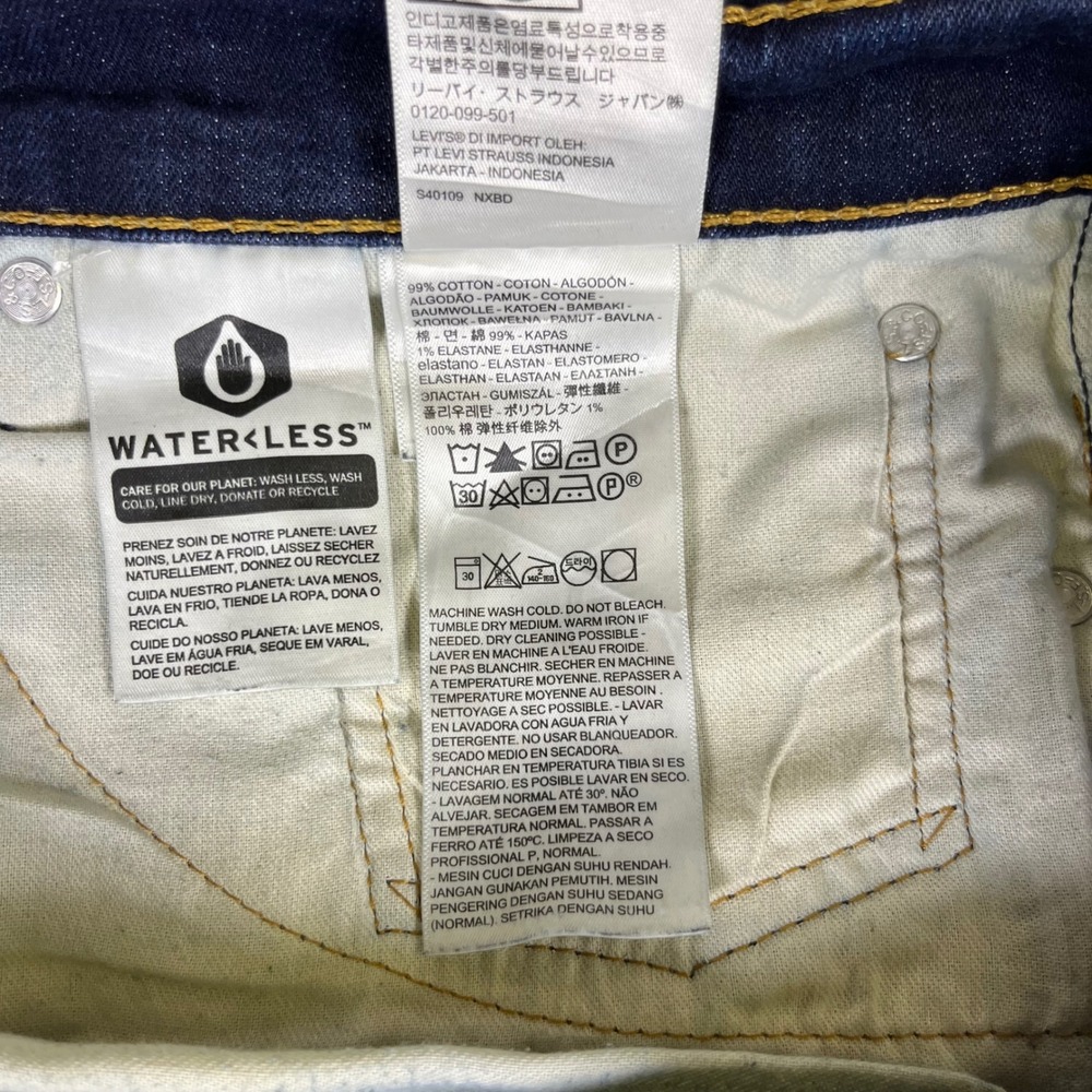 Levi's 511 Slim Fit Jeans Mens 34x34 Dark Wash Indigo Denim WaterLess 04511-1042 - Picture 8 of 12
